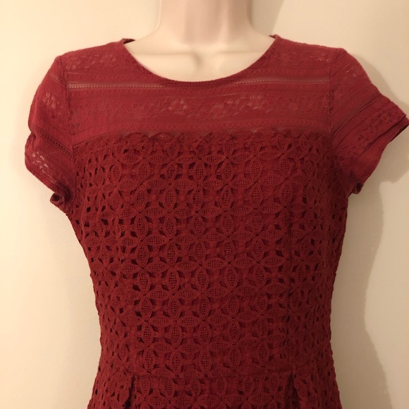Francesca's Red Lace Fit & Flare Dress Size Small - Picture 6 of 11
